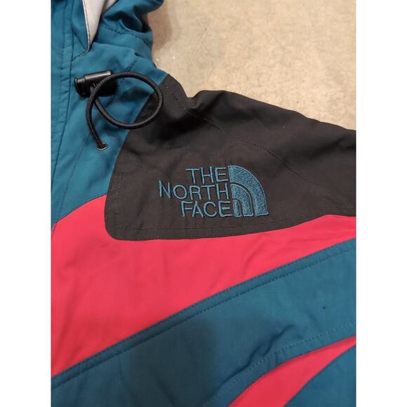 VTG 90s The North Face Ski Jacked Mens S Hooded Full Zip Green Red Black - Picture 4 of 10
